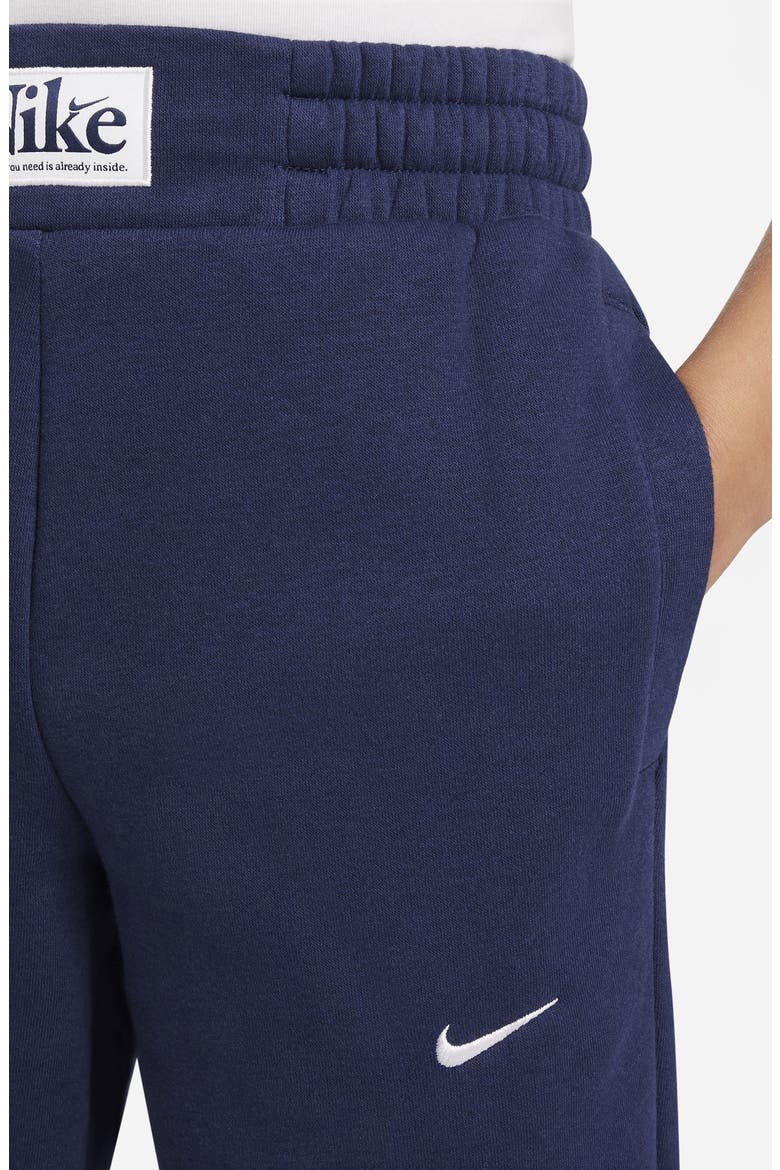 Kids' Fleece Basketball Joggers, Alternate, color, MIDNIGHT NAVY/ WHITE