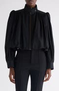 Chloé Crop Balloon Hem Cotton Zip Jacket