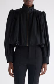 Chloé Crop Balloon Hem Cotton Zip Jacket