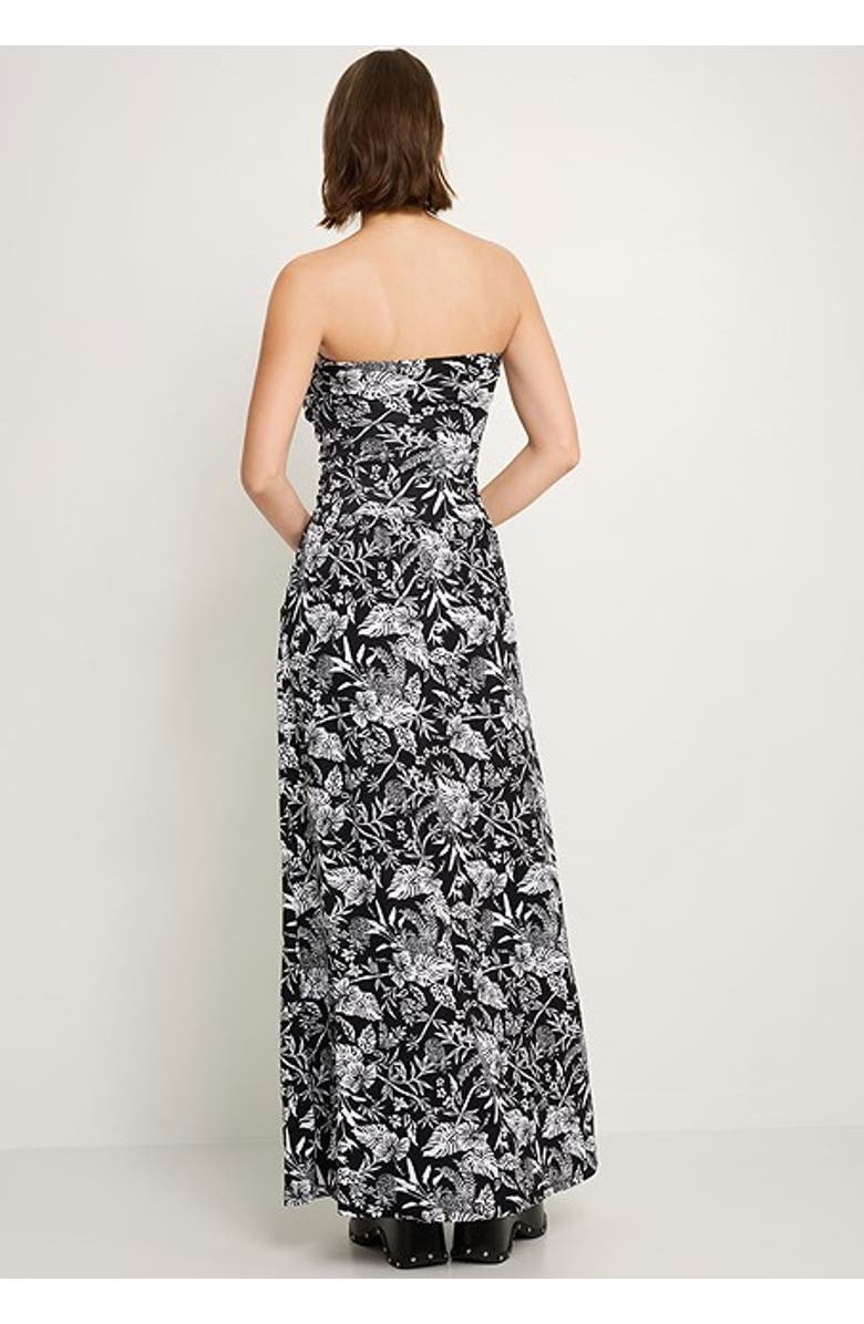 LASCANA Women's Bandeau Maxi Dress, Alternate, color, Black & White