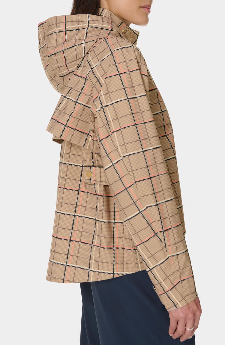 Sweaty Betty Motion Waterproof Parka, Alternate, color, Beige Hounds Check Print