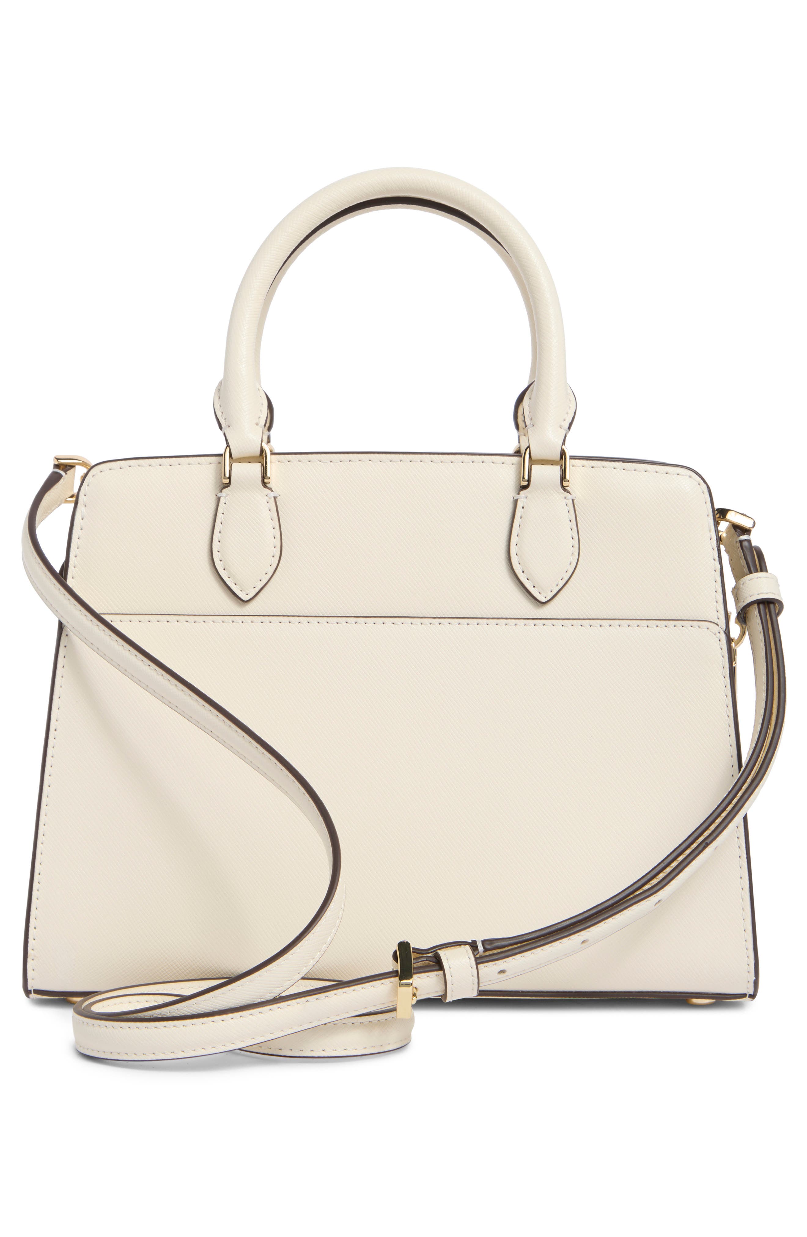 small madison saffiano leather handbag, Alternate, color, MERINGUE