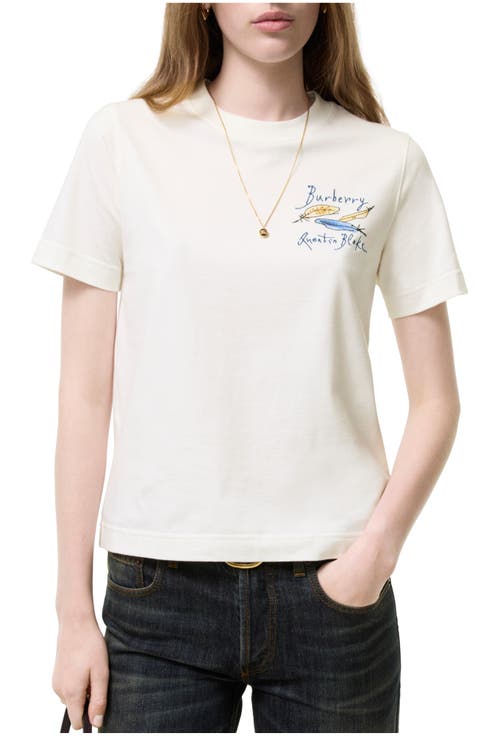 Feather Print Cotton T-shirt