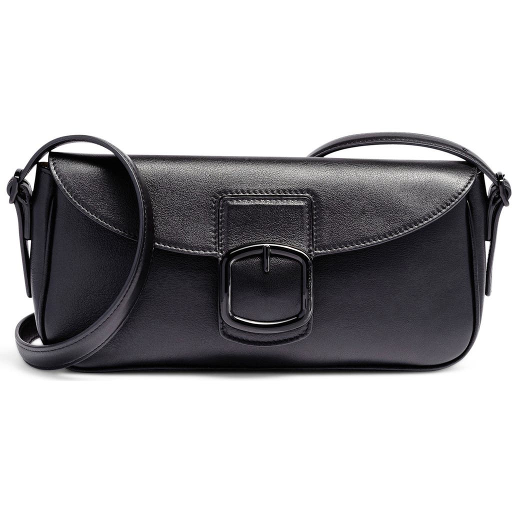 Santoni Black Leather Shoulder Bag In Black