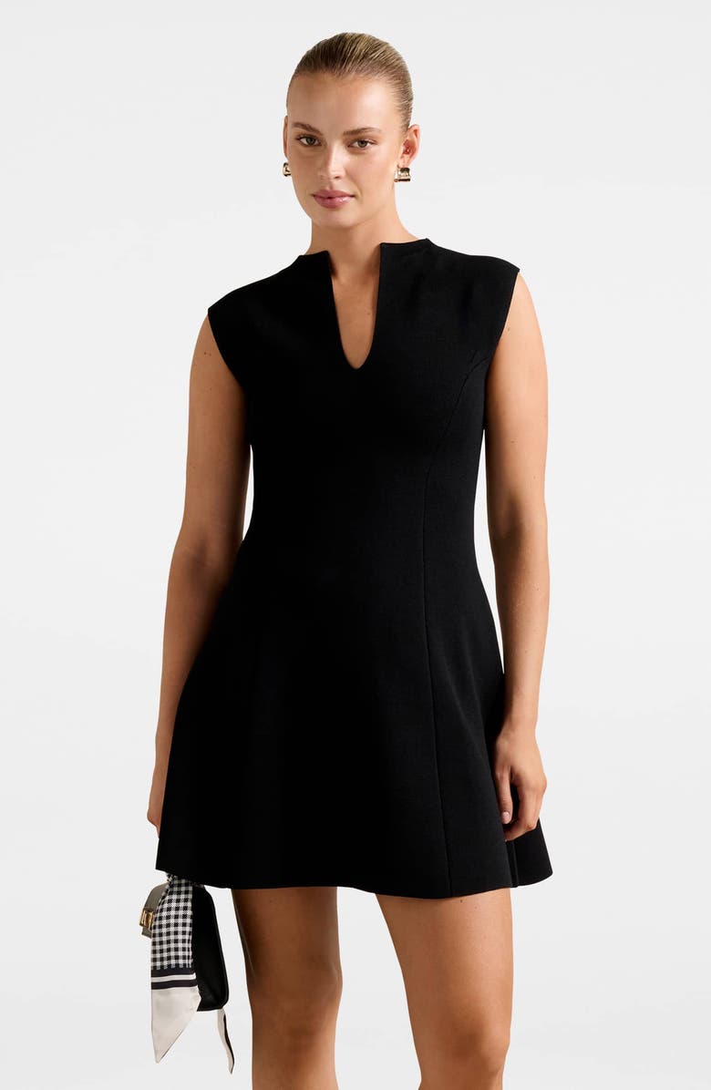 Ever New Katerina Crepe Fit & Flare Minidress, Alternate, color, Black