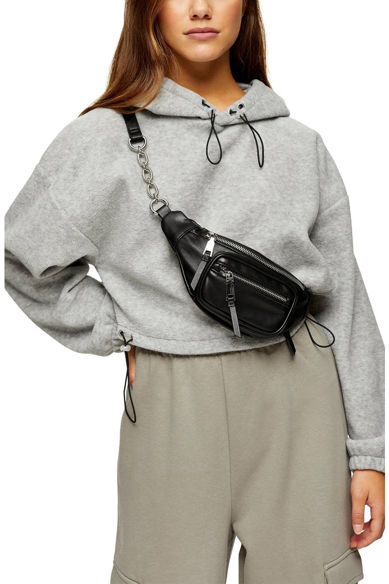Crop Fleece Hoodie, Main, color, GREY