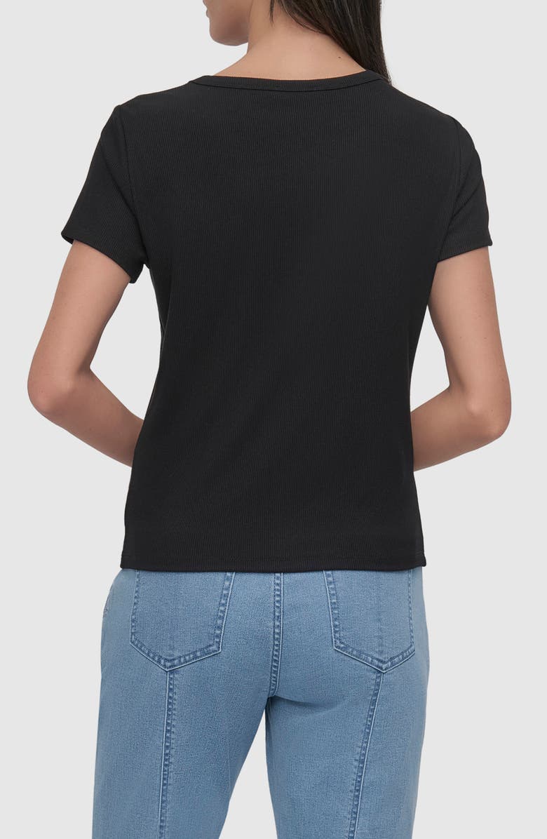 DKNY Twist Neck Rib T-Shirt, Alternate, color, Black
