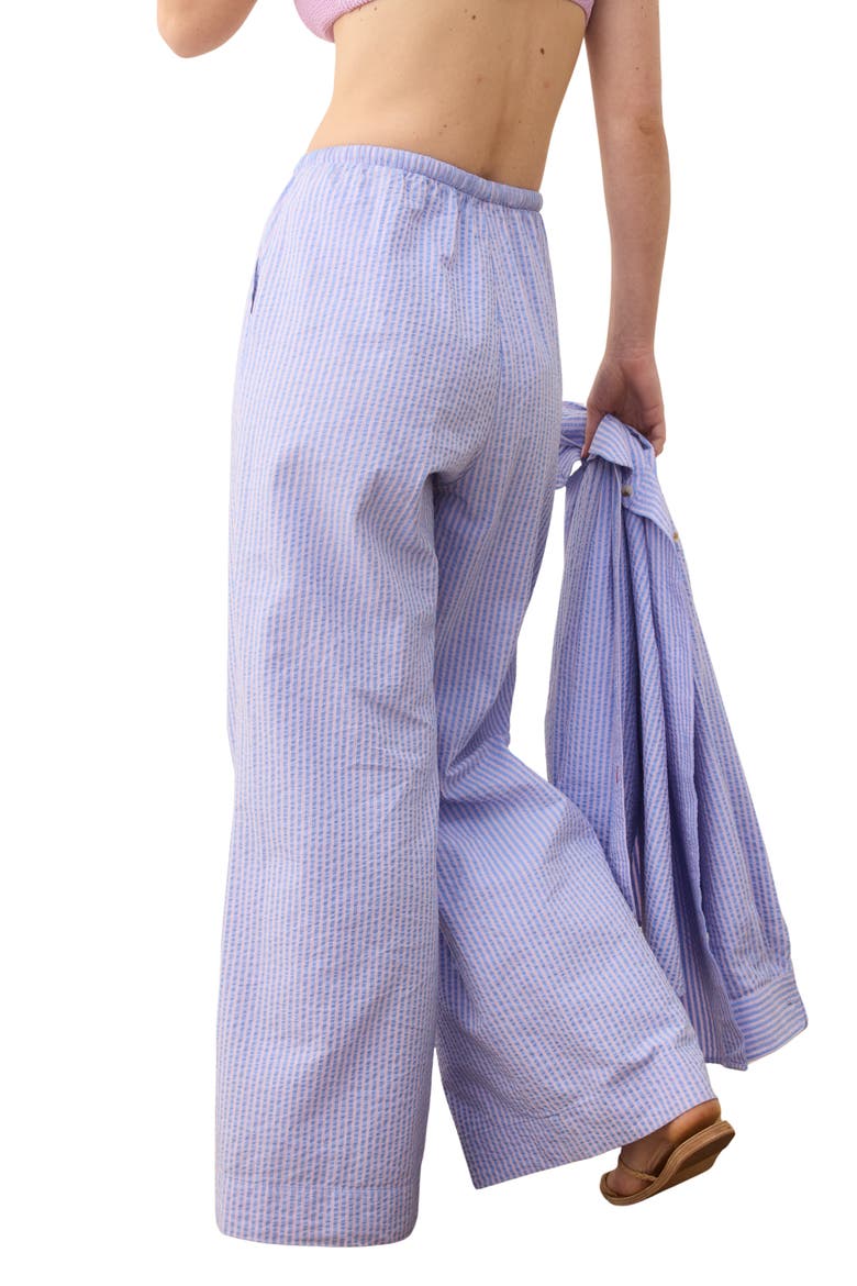 Seersucker Wide Leg Pants, Alternate, color, BLUE/LAVENDER STRIPE