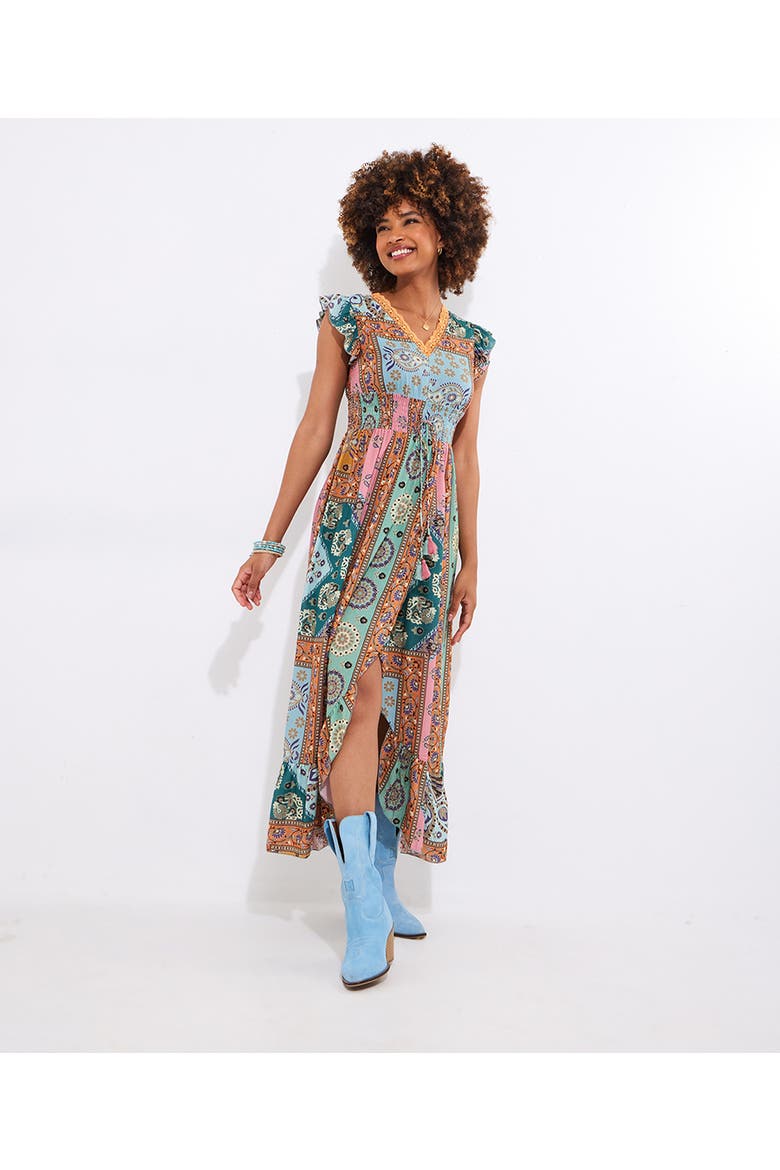 Patchwork Slit Maxi Dress, Alternate, color, MULTI PATCHWORK