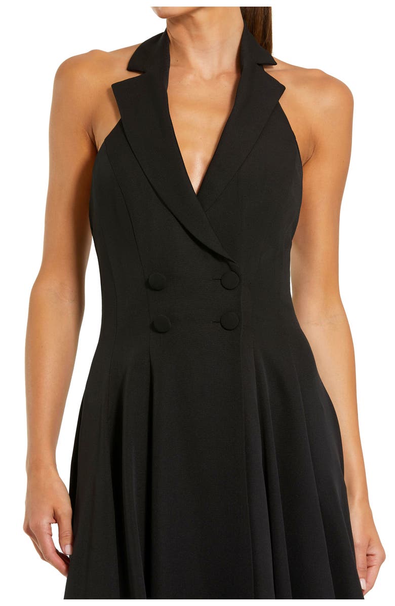 Mac Duggal Crepe Sleeveless Blazer Halter Midi Dress, Alternate, color, Black