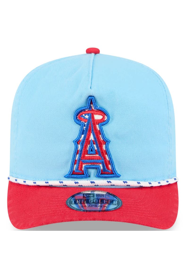 Men's New Era Light Blue/Red Los Angeles Angels 2025 Fourth of July Golfer Snapback Hat, Alternate, color, Light Blue