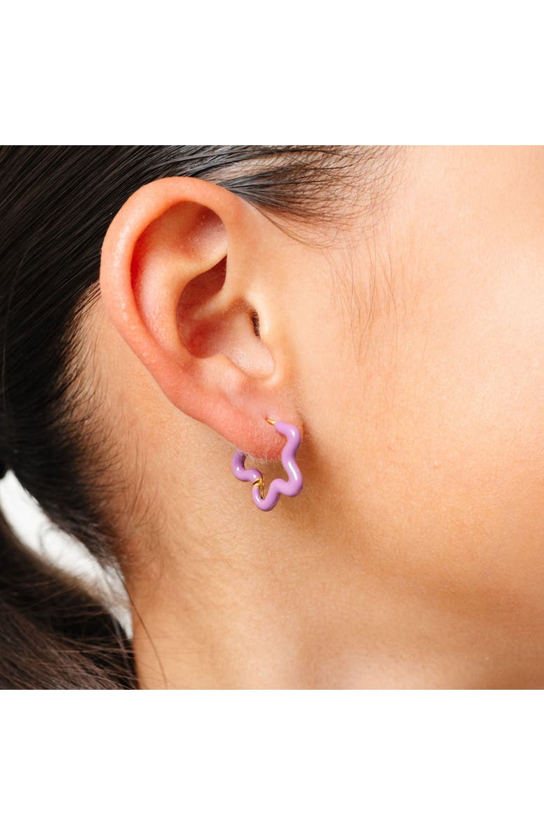 Pip Pop Enamel Flower Hoop Earrings, Alternate, color, Purple
