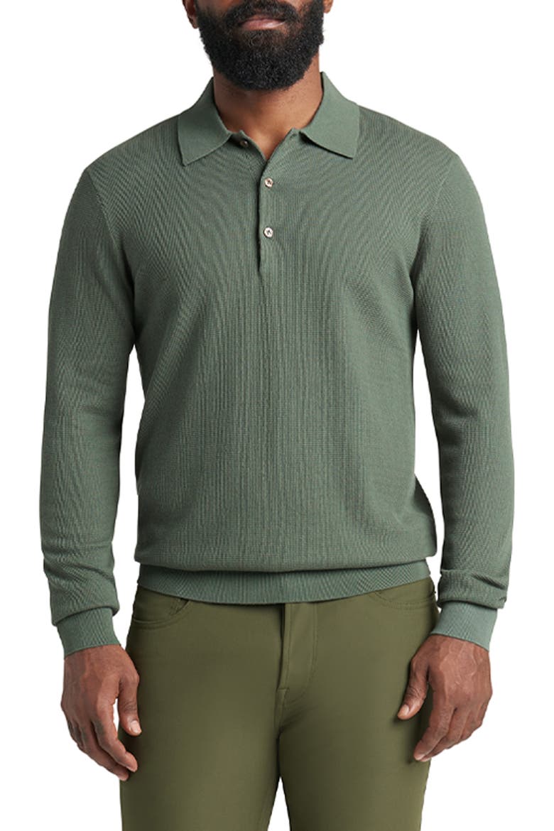 Mini Waffle Long Sleeve Polo, Main, color, LAUREL