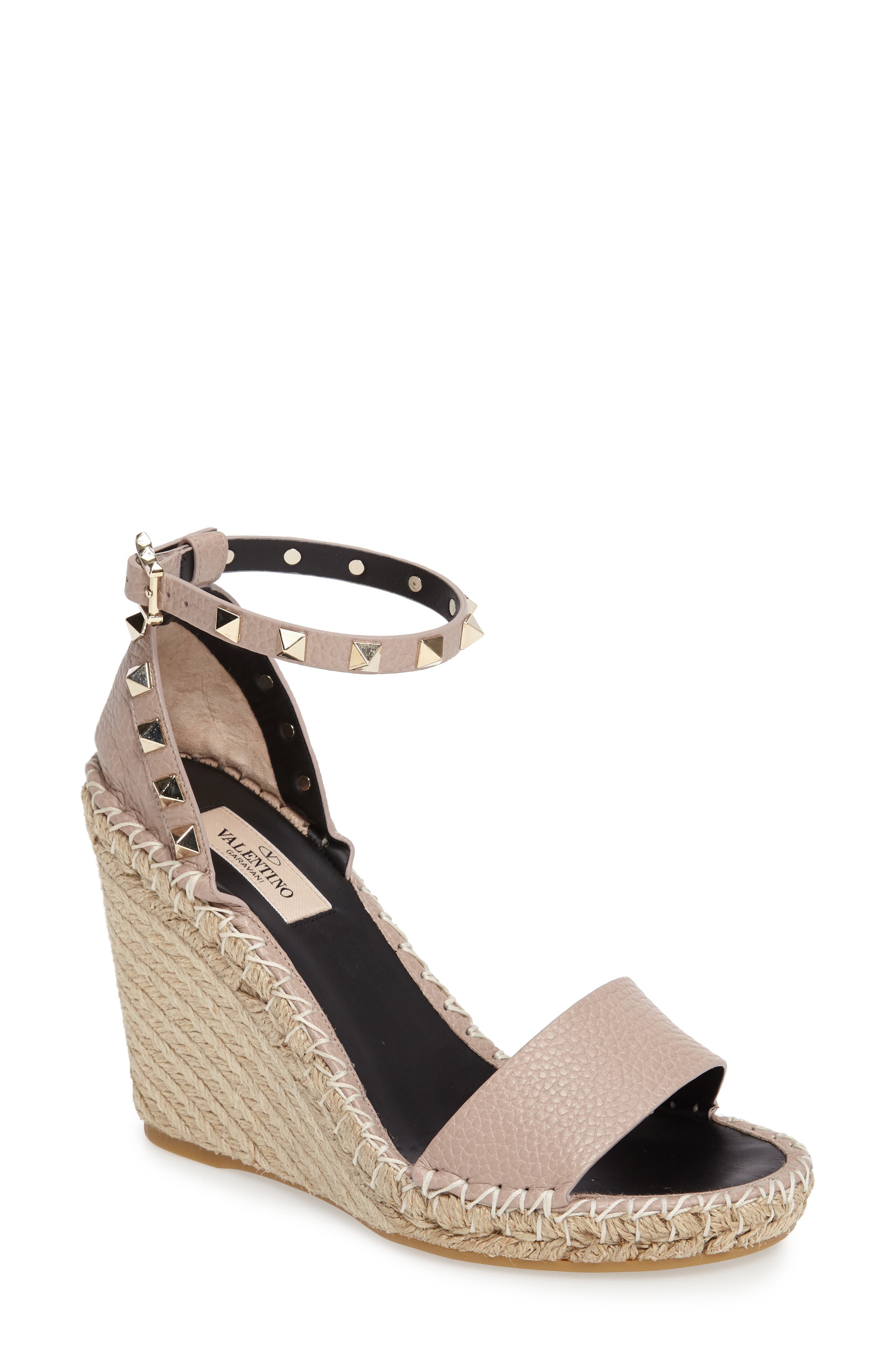 Rockstud Espadrille Wedge, Main, color, NUDE