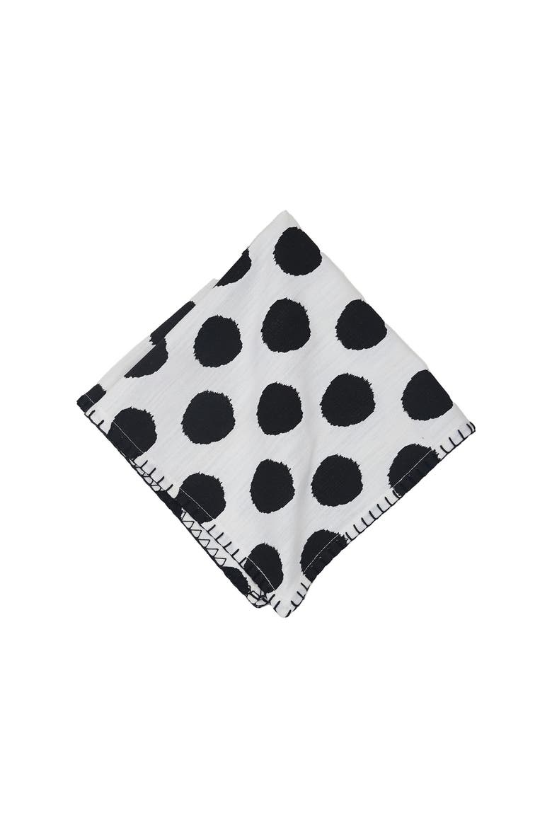 Dot Onyx Black Polka Dot Napkin Set of 4, Main, color, Black