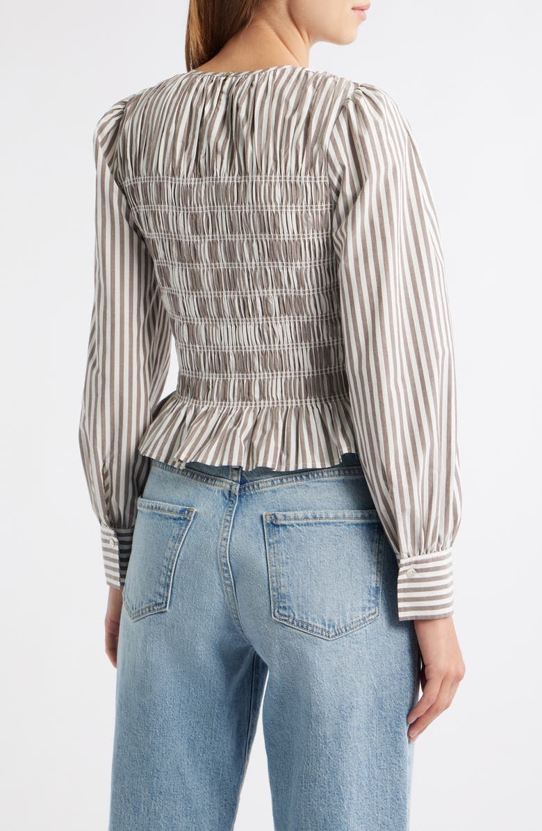 Rails Tabi Smocked Peplum Top, Alternate, color, Espresso Ivory Stripe