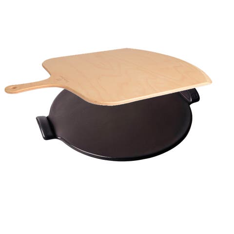 14.5 Inch Pizza Stone & Peel Gift Set, Charcoal