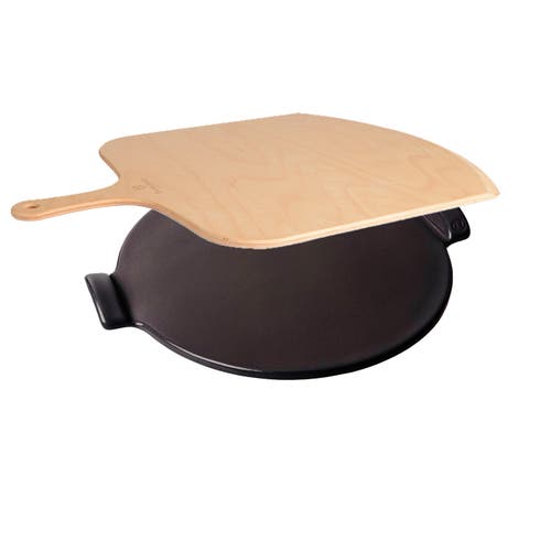 Emile Henry 14.5 Inch Pizza Stone & Peel Gift Set, Charcoal In Charcoal