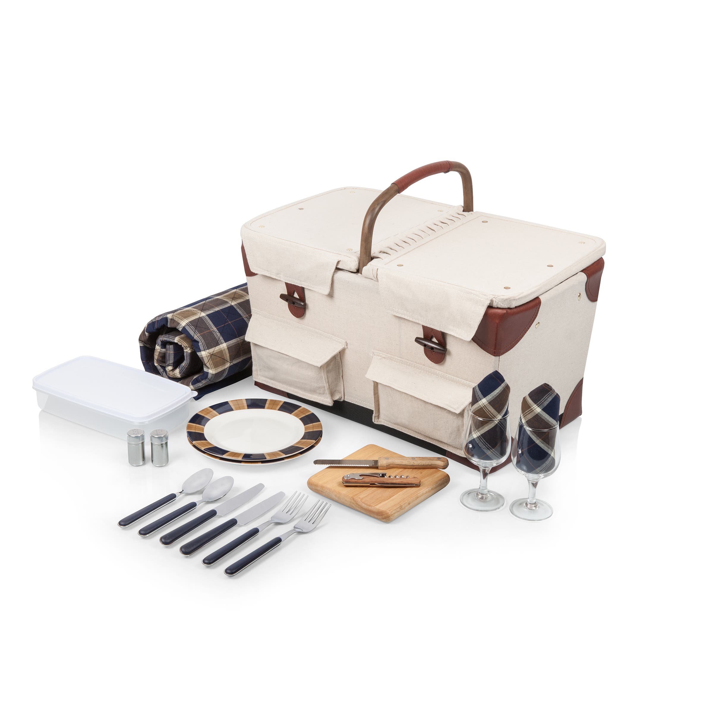 selected Beige with Navy & Brown