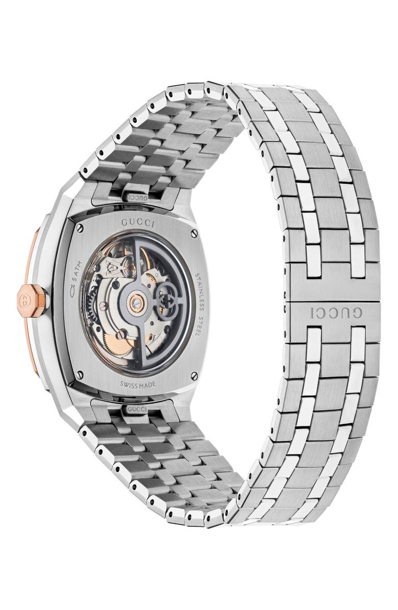 Gucci 25H Bracelet Watch, 40mm, Alternate, color, Silver/ Rose Gold/ Black