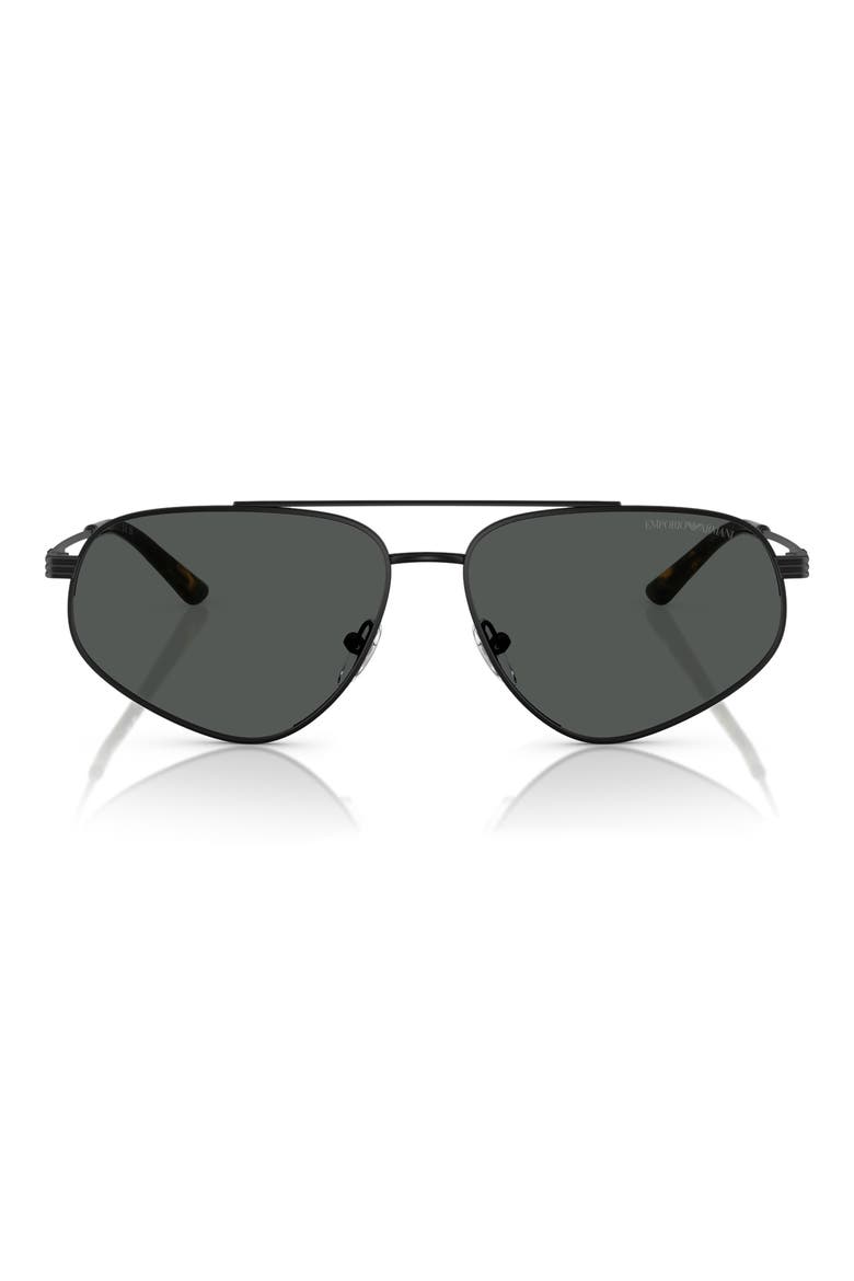 59mm Square Sunglasses, Main, color, MATTE BLACK / DARK GREY