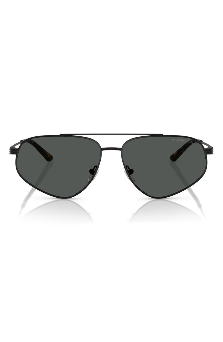 Emporio Armani 59mm Square Sunglasses, Main, color, Matte Black / Dark Grey