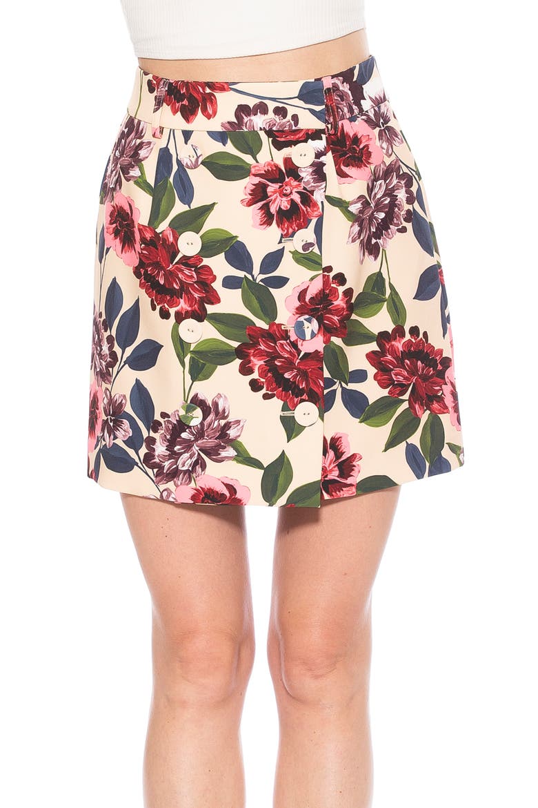 Cyrus Double Breasted Miniskirt, Main, color, BEIGE FLORAL