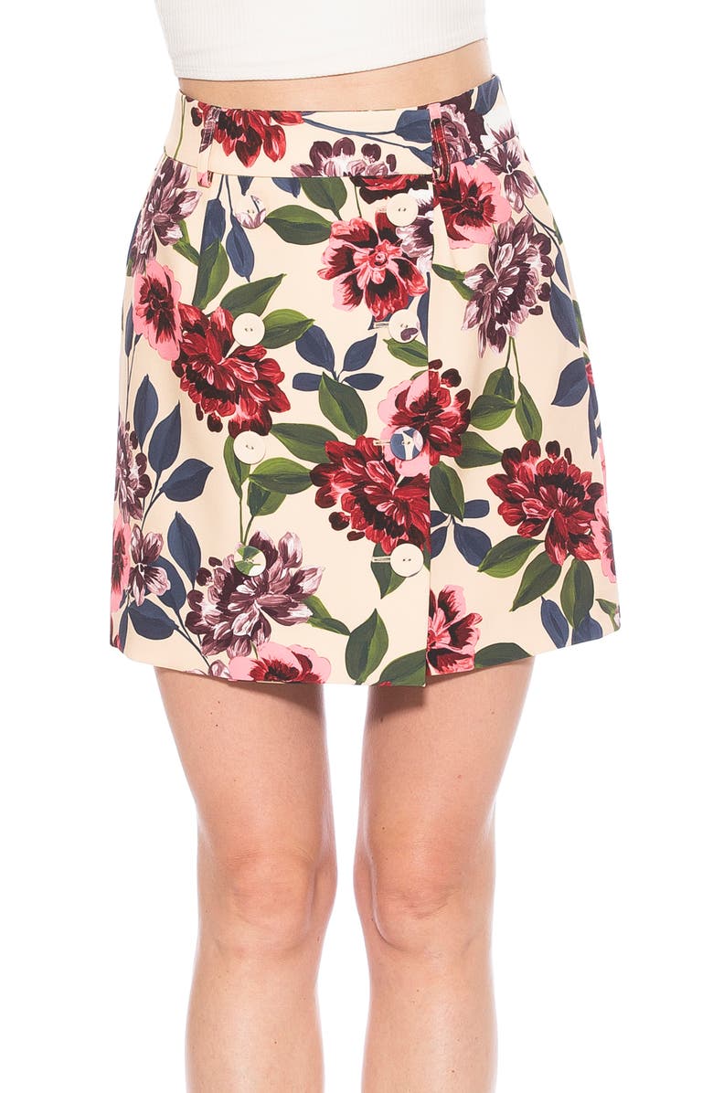 Alexia Admor Cyrus Double Breasted Miniskirt, Main, color, Beige Floral