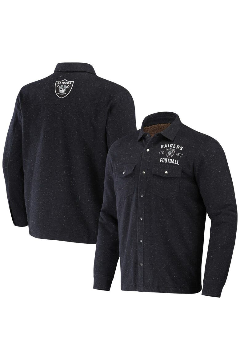 Men's NFL x Darius Rucker Collection by Fanatics Charcoal Las Vegas Raiders Shacket Full-Snap Jacket, Main, color, Charcoal