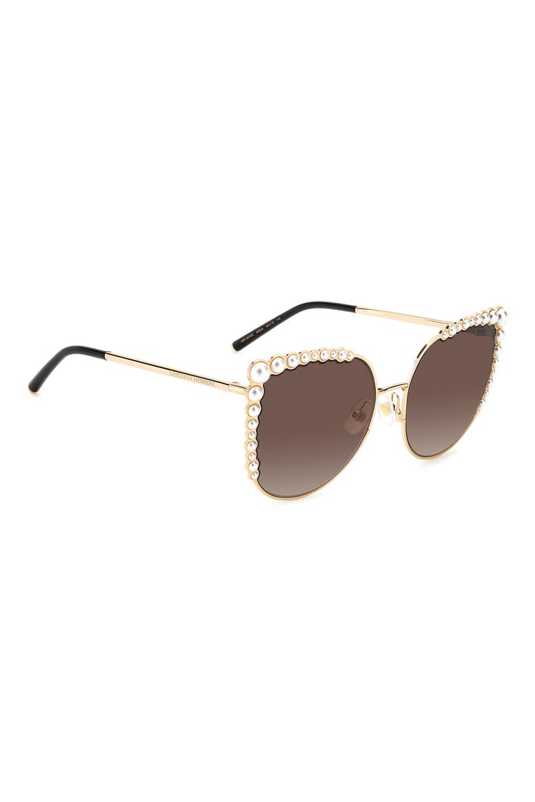 58mm Cat Eye Sunglasses, Alternate, color, ROSE GOLD / BROWN GRADIENT