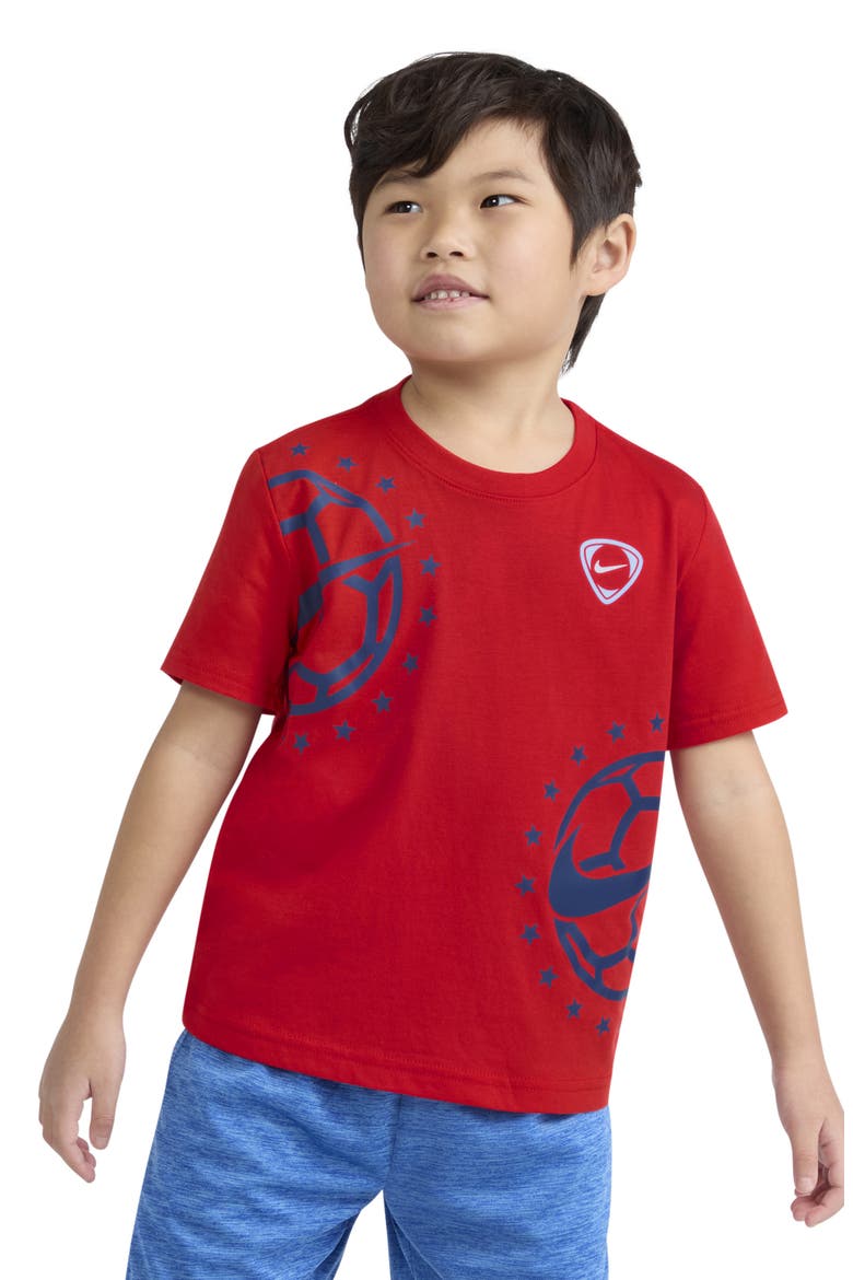 Kids' Soccer Ball Graphic Cotton Blend T-Shirt, Alternate, color, UNIVERSITY RED