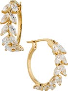 Nadri Wild Flower Vine Crystal Hoop Earrings