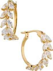 Nadri Wild Flower Vine Crystal Hoop Earrings