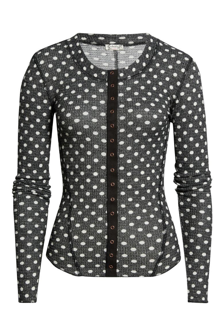 Intimately FP Going Places Pattern Cardigan, Alternate, color, DOTS - BLACK COMBO