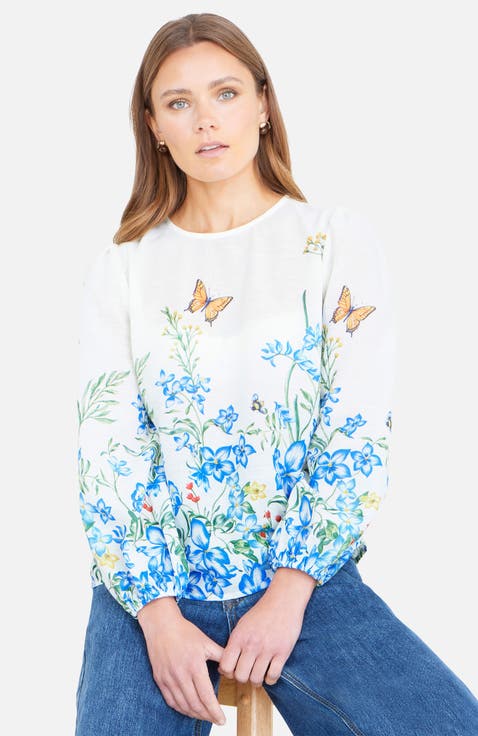 Butterfly Print Long Sleeve Top
