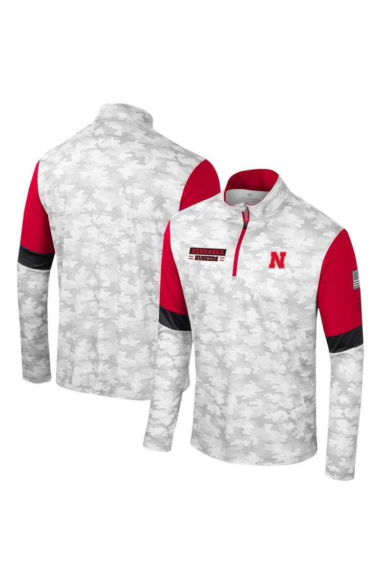 COLOSSEUM Men's Colosseum Camo Nebraska Huskers OHT Military Appreciation Tomahawk Quarter-Zip Windshirt, Main, color,
