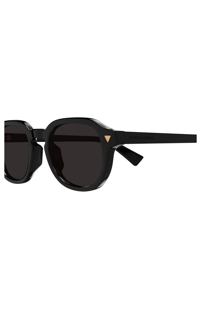Bottega Veneta 49mm Small Round Sunglasses, Alternate, color, Black
