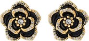 Adornia Cubic Zirconia Black Enamel Floral Stud Earrings