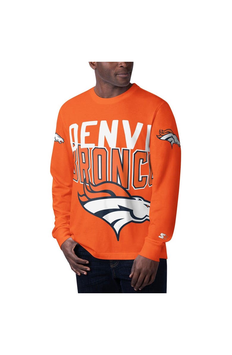 STARTER Men's Starter Orange Denver Broncos Clutch Hit Long Sleeve T-Shirt, Main, color, 
