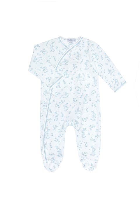 Blue Bunny Toile Crossover Footie - Baby
