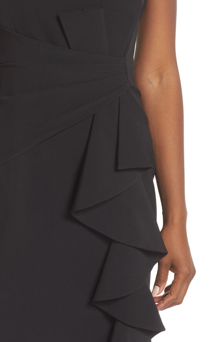 Eliza J Ruffle Front Gown, Alternate, color, Black