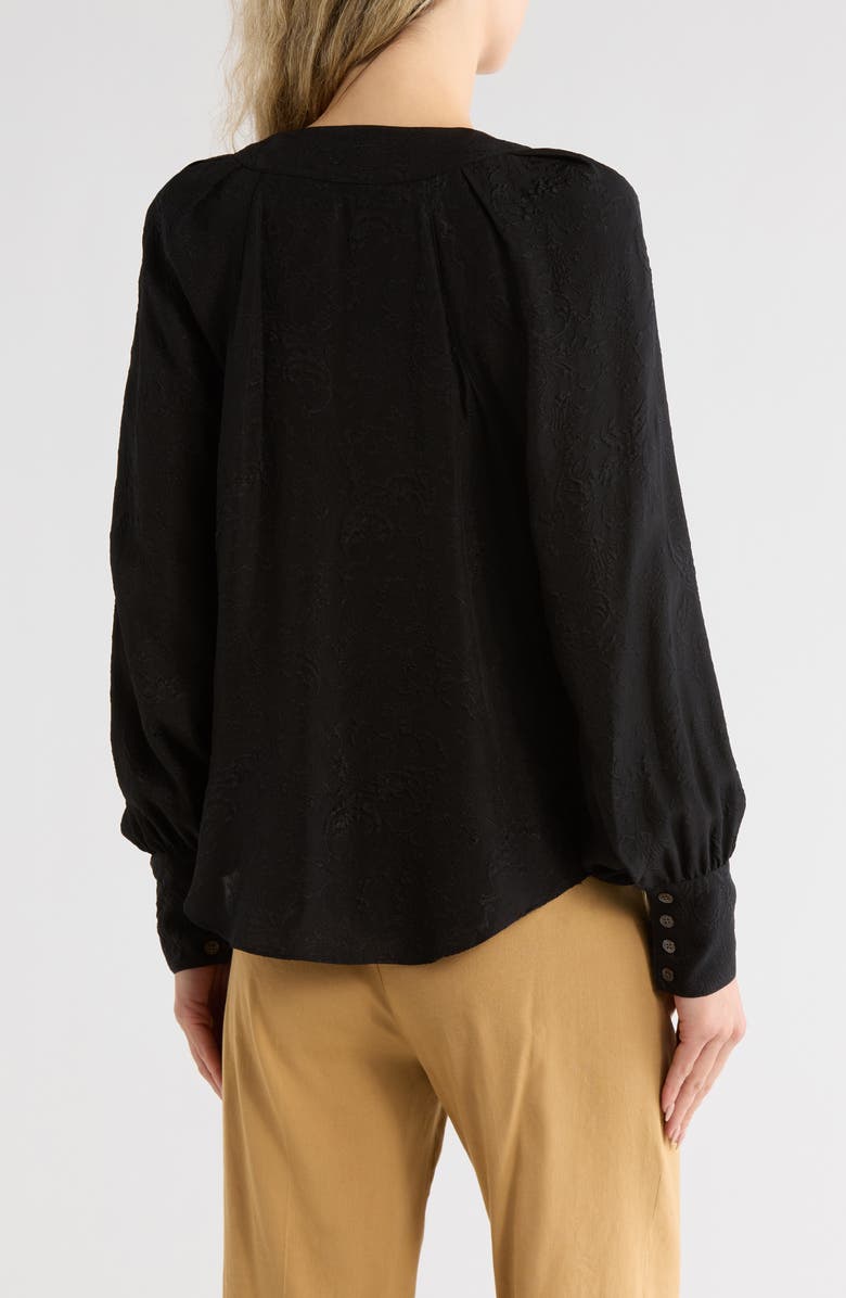 Veronica Beard Osler Puff Shoulder Silk Top, Alternate, color, Black