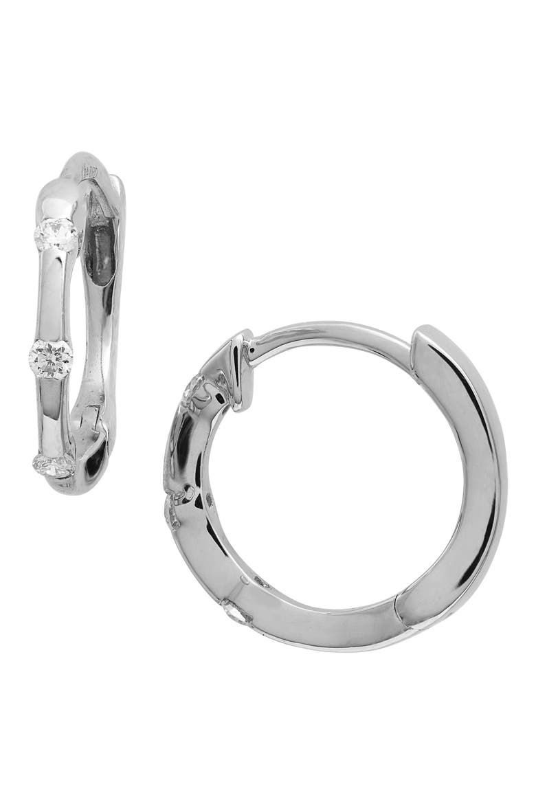 Zoe Louise Mini Diamond Huggie Hoop Earrings, Main, color, WHITE GOLD/ DIAMOND
