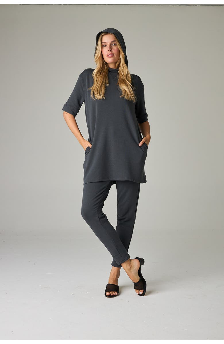 eavolu Malawi Eco-Luxe Fleece Hooded Tunic/Dress - Cloud-Soft Comfort, Alternate, color, Slate