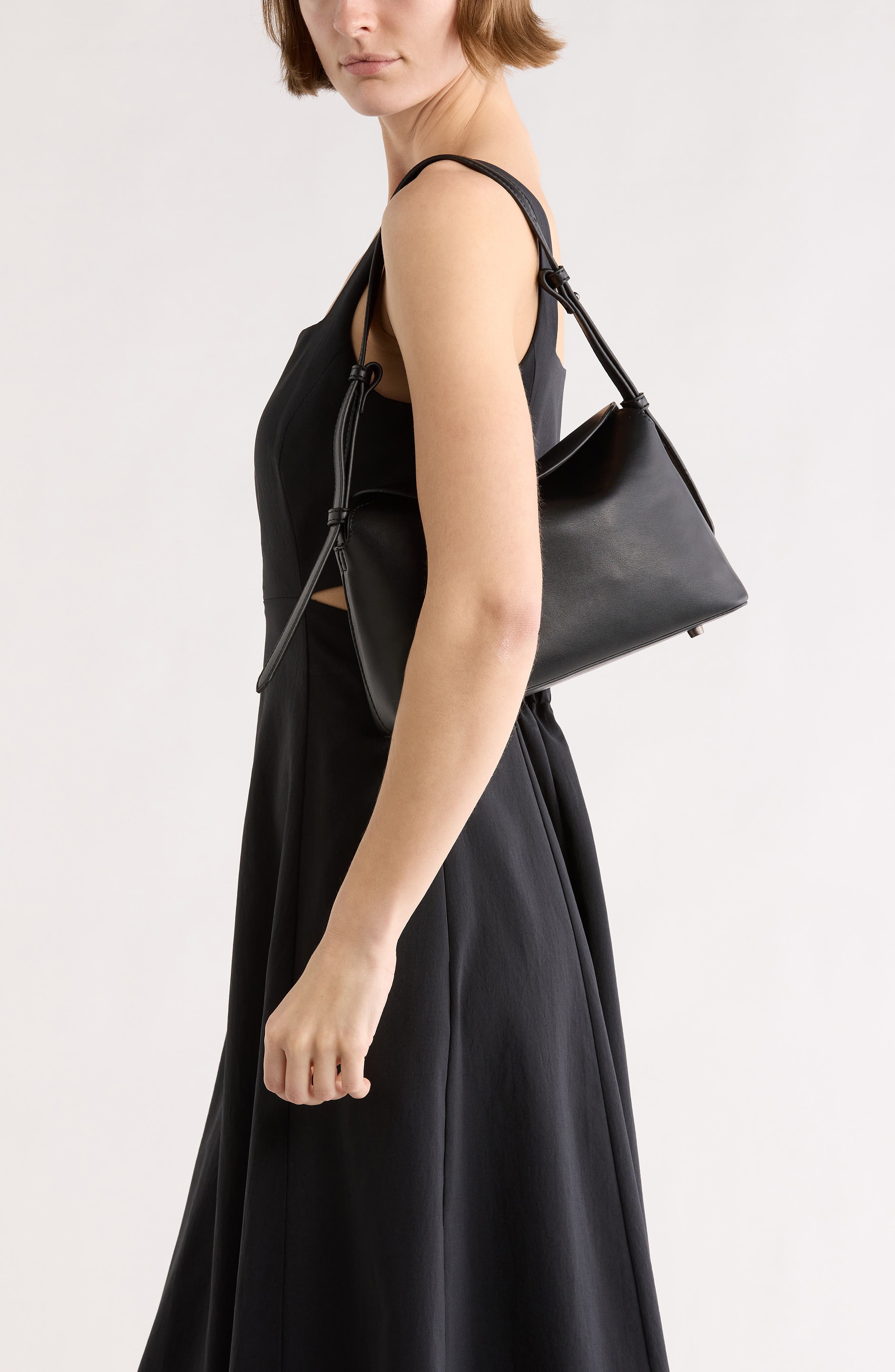 BCBG Overlap Flap Shoulder Bag, Alternate, color, Black