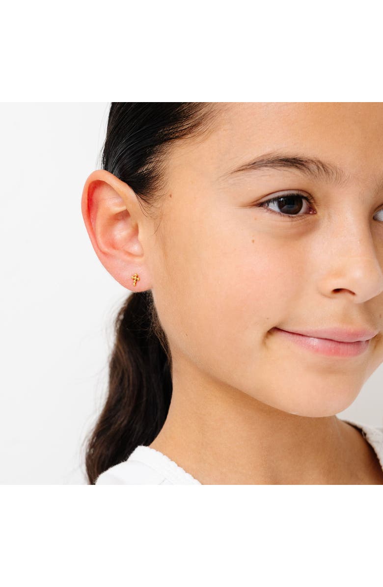 Pip Pop Beaded Cross Earrings, Alternate, color, Gold