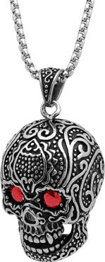 STEELTIME Men's Stainless Steel Skull Pendant Necklace
