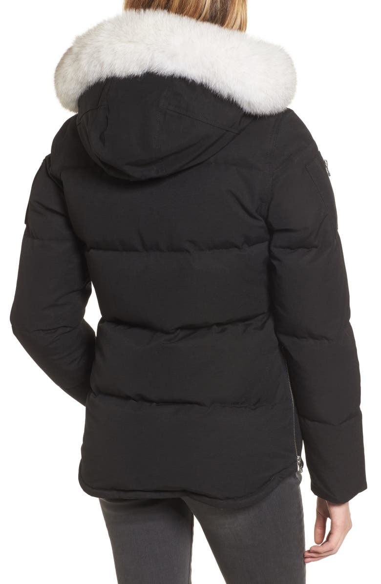 Moose Knuckles Genuine Fox Fur Trim Hooded Down Coat, Alternate, color,