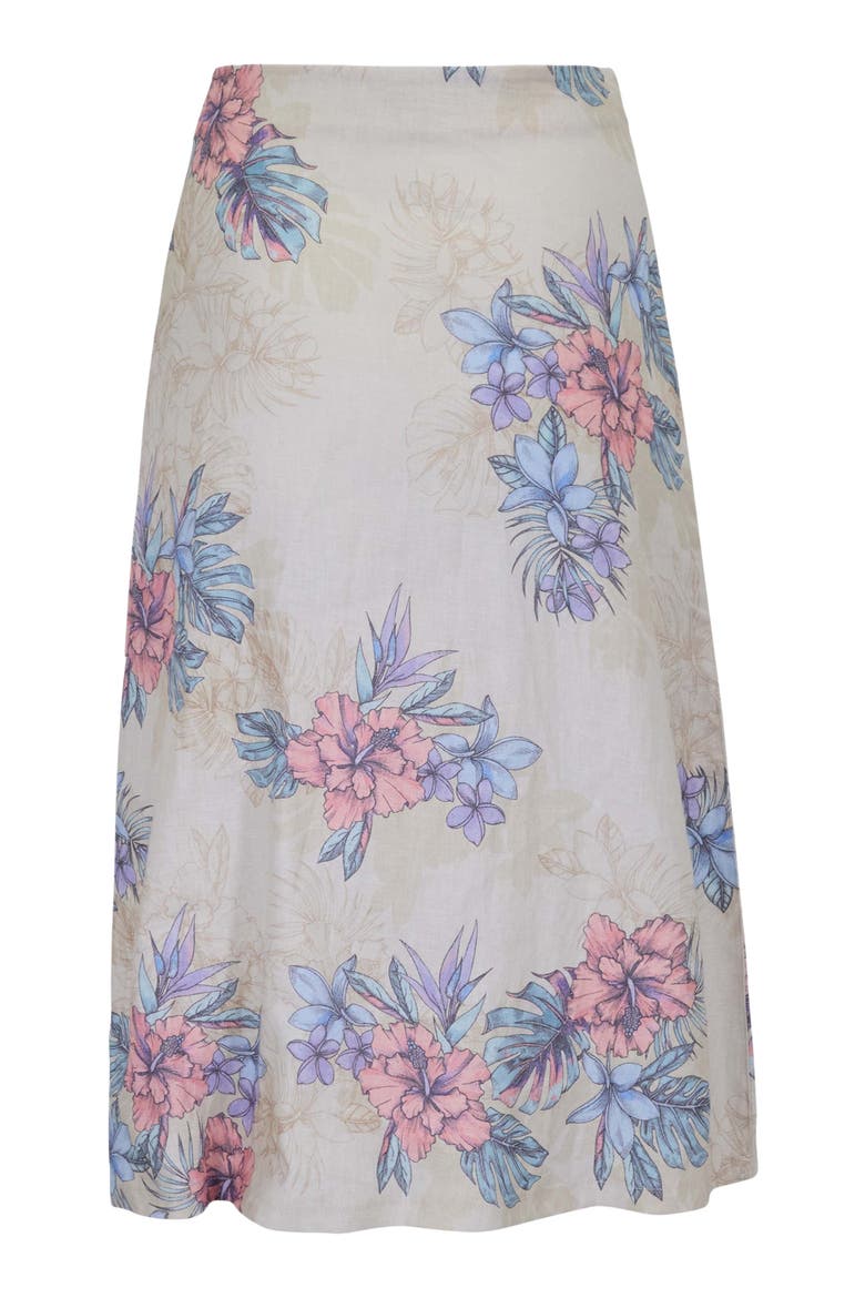 Exotic Floral Womens Midi Skirt, Alternate, color, EXOTIC FLORAL NATURAL
