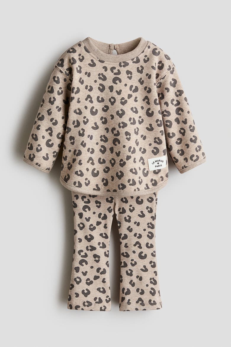 2-piece Printed Set, Main, color, Light beige/leopard print